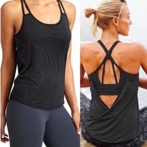 Athleta Black Full Force Mesh Athletic Tank Top XL